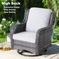 HOMLUX 3-Piece Patio Conversation Set with Curved-Arm Swivel Rocking Chairs and Light Gray Wicker in Gray, , large