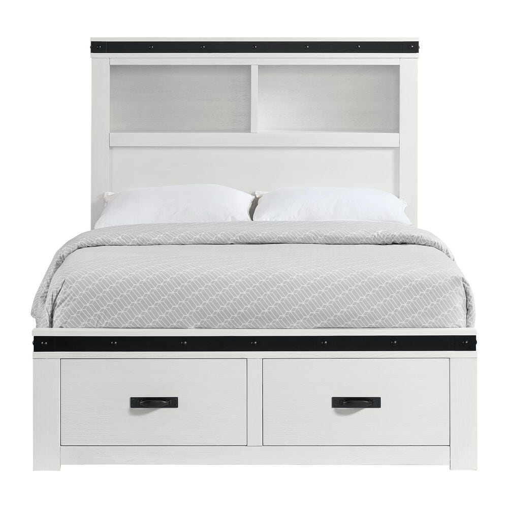 Mayberry Hill Wade 4-Piece Full Storage Bedroom Set in White and Black, , large