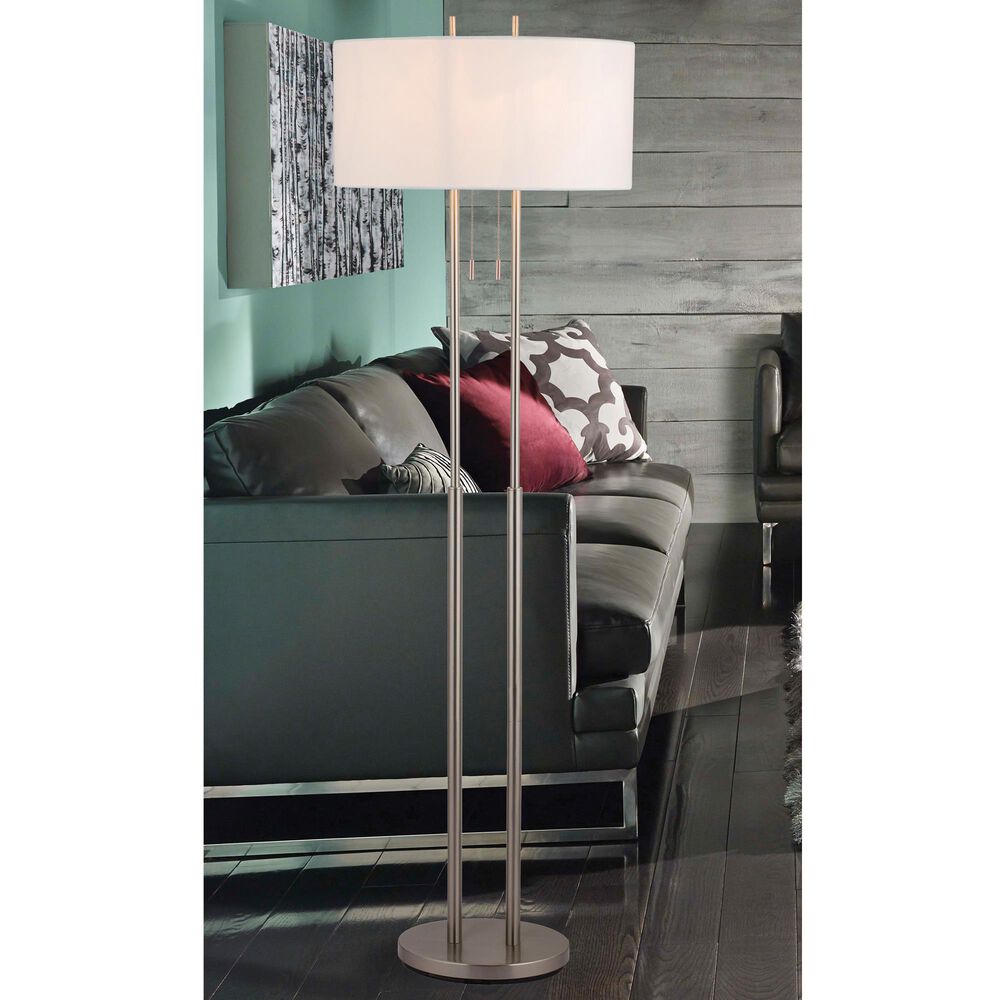 Adesso Duet Floor Lamp in Brushed Steel, , large