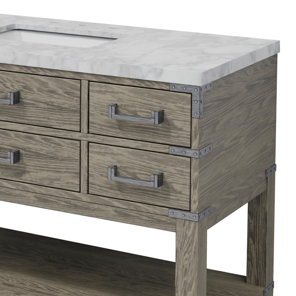 Lexora Home Norwalk 48&quot; Single Bathroom Vanity in Grey Oak with White Carrara Marble Top  and Rectangle Sink, , large
