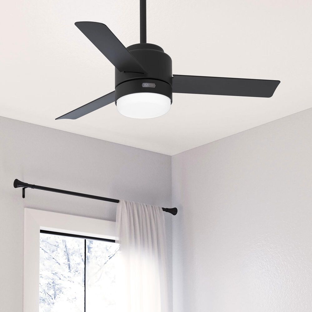 Hunter Gilmour 44&quot; Outdoor Ceiling Fan with LED Lights in Matte Black, , large