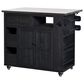 Hearth and Haven Outdoor Kitchen Island Cart with Extendable Stainless Steel Top and Adjustable Shelf in Black, , large