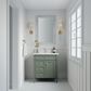 James Martin Vanities Brittany 30" Single Bathroom Vanity in Smokey Celadon with Single Hole 3 cm White Zeus Quartz Top and Rectangular Sink, , large