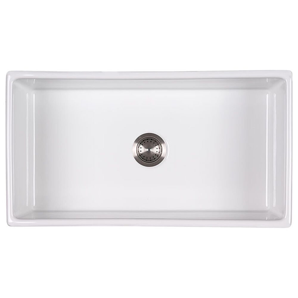 MS International Undermount Farmhouse Single Bowl Kitchen Sink in White, , large