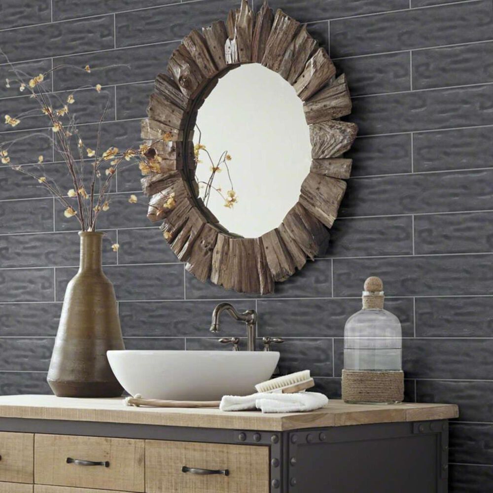 Shaw Geoscape Dark Gray 4&quot; x 16&quot; Ceramic Wall Tile, , large