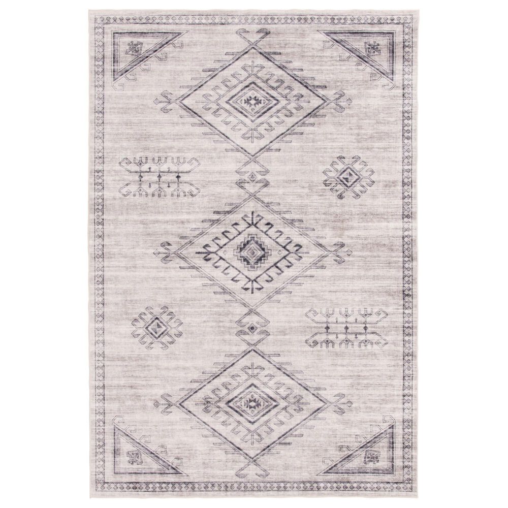 Central Oriental Rugease Velveteen Aminah Gray and Ivory 7"6" x 9"6" Area Rug, , large