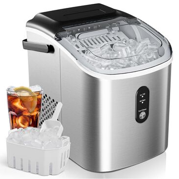 Euhomy 12" 27 Lbs Portable Bullet Ice Maker in Silver, , large