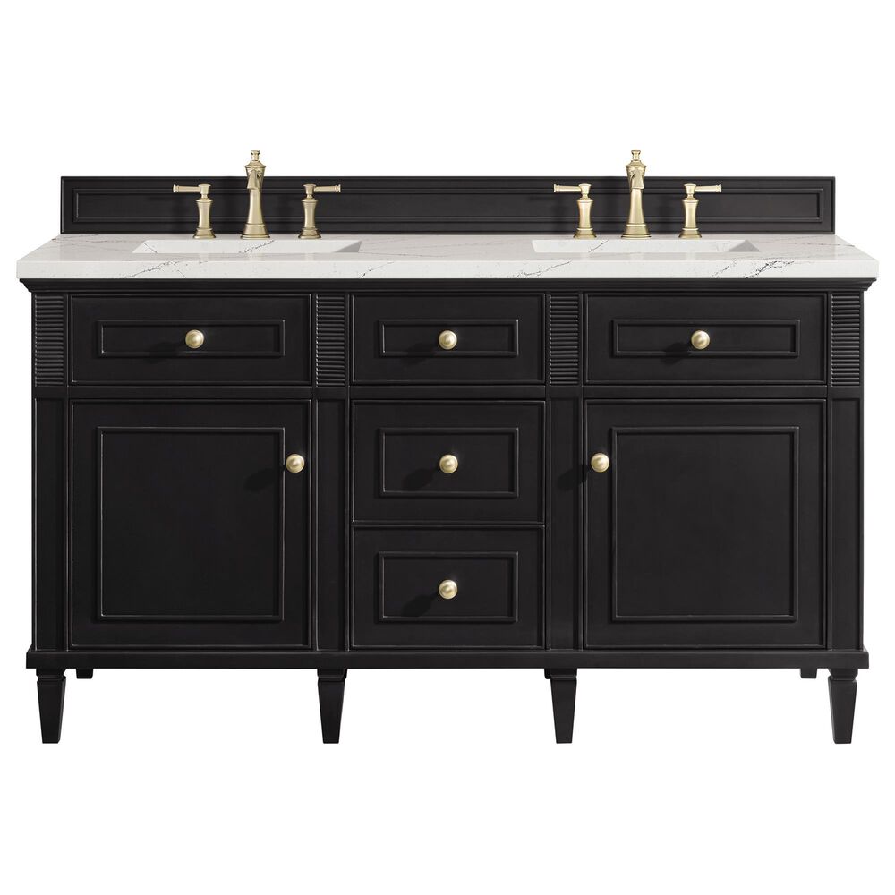 James Martin Vanities Lorelai 60&quot; Double Vanity in Black Onyx with 3 cm Ethereal Noctis Quartz Top, , large