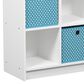 HOMLUX 6-Cube Bookshelf Bookcase with Light Blue Storage Bins in White, , large