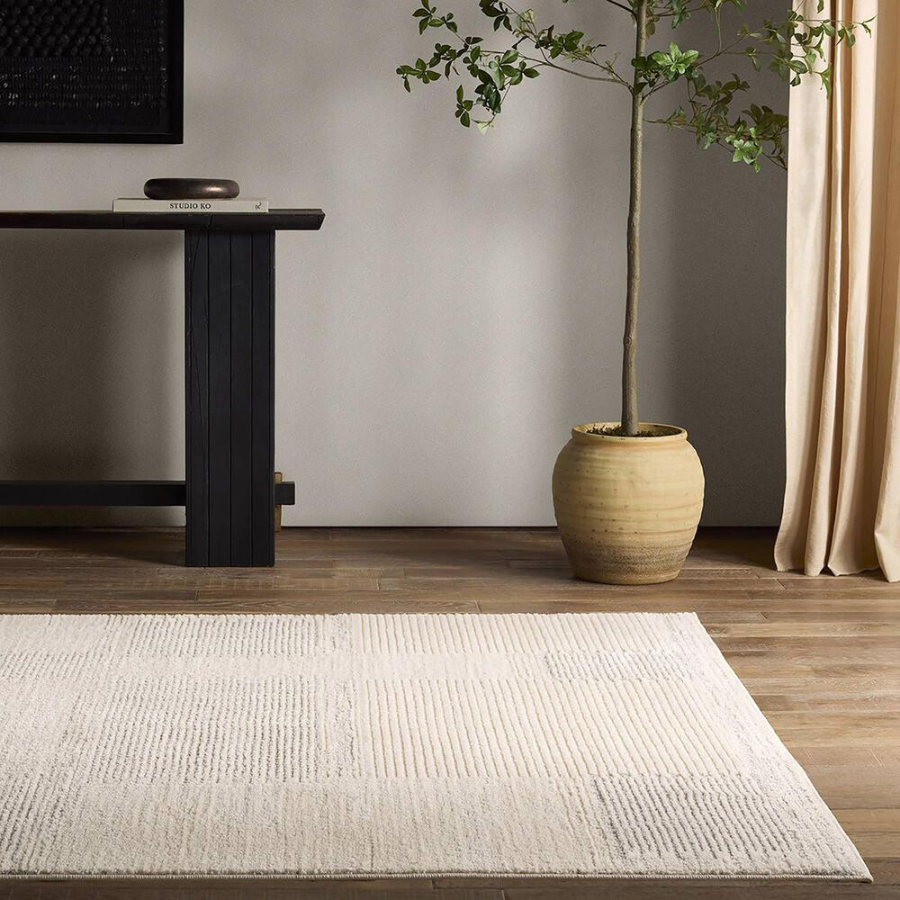 Jaipur Ziyad Ares 5&#39; x 8&#39; Whitecap Gray, Rainy Day, White Swan and Fallen Rock Area Rug, , large