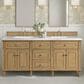 James Martin Vanities Lorelai 72" Double Vanity in Light Natural Oak with 3 cm White Zeus Quartz Top, , large