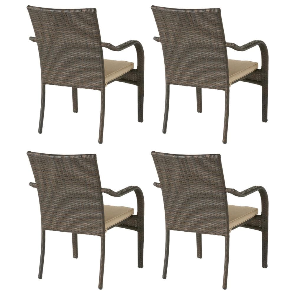 Hearth and Haven Patio Wicker Dining Chair in Brown &#40;Set of 4&#41;, , large