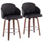 LumiSource Dahlia Swivel Counter Stool with Black Faux Leather Upholstery in Walnut and Chrome (Set of 2), , large