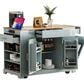 HOMLUX 47" Fluted Kitchen Island with Trash Can Storage Cabinet in Grey, Blue and Natural, , large