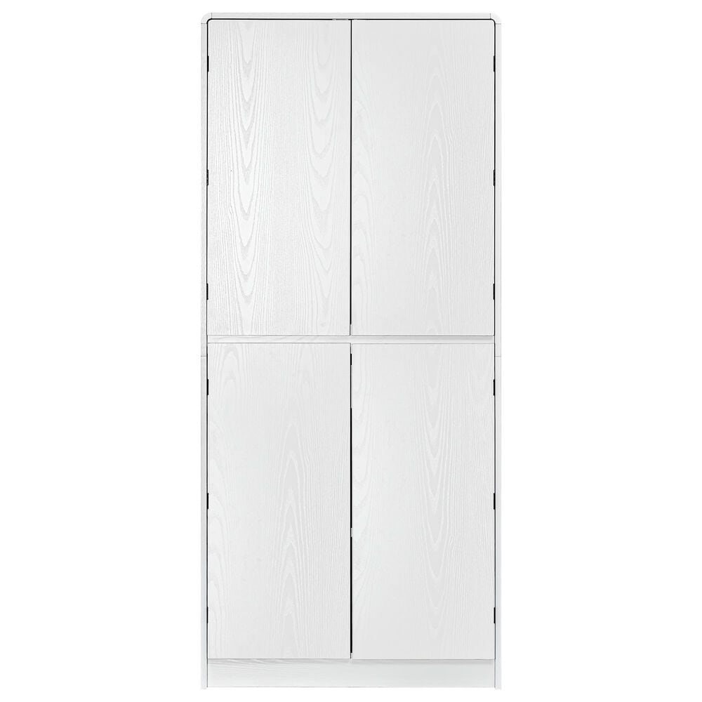 HOMLUX HOMLUX 72" Tall Farmhouse Kitchen Pantry Cabinet with 8 Door Shelves, Curved Design Storage Cabinet with 3 Adjustable Shelves, Hidden Drawer, Versatile Cupboard for Kitchen, Dining &amp; Bathroom, White, , large