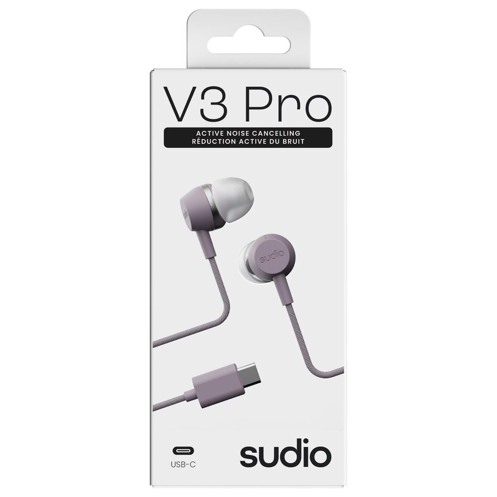 Sudio V3 Pro Noise Cancelling Wired Earbuds in Purple, , large