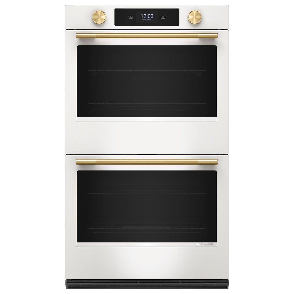 KitchenAid 30" Smart Double Wall Oven with Assisted Cook Cycles in Porcelain White, , large
