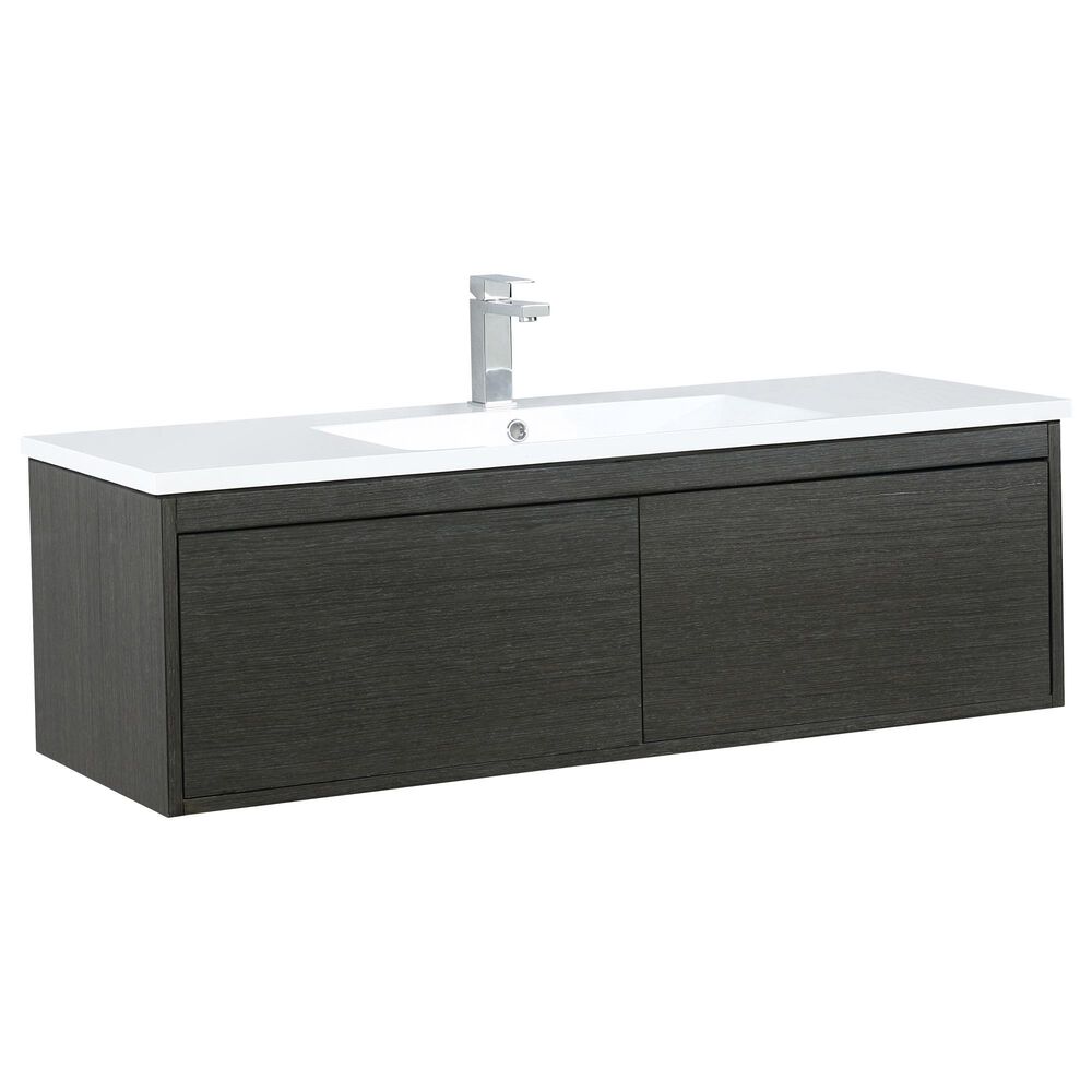 Lexora Home Sant 48" Single Bathroom Vanity in Iron Charcoal with White Acrylic Composite Top, Rectangle Sink and Brushed Nickel Faucet, , large
