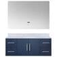 Lexora Home Geneva 48" Single Bathroom Vanity in Glossy White with 2 cm White Carrara Marble Top, Rectangular Sink and 48" LED Mirror, , large