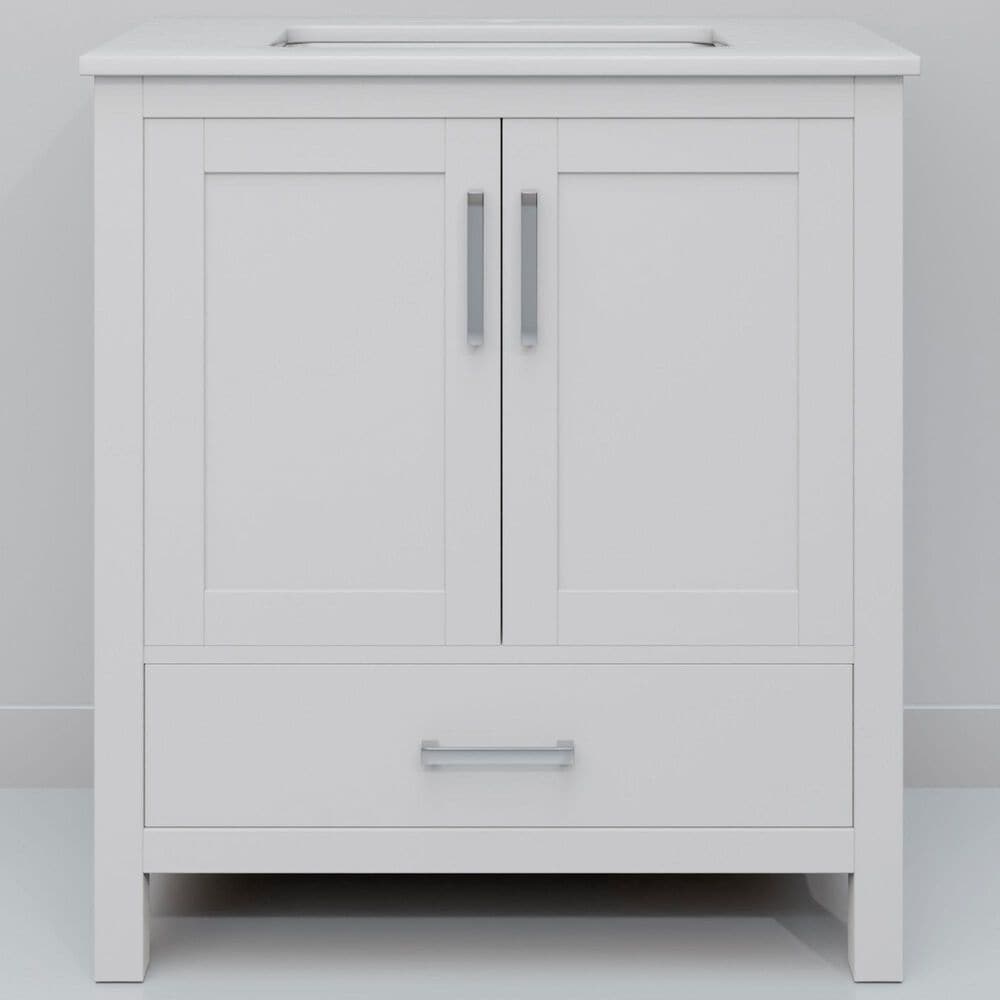 Lexora Home Jacques 30" Single Bathroom Vanity in White with 2 cm White Quartz Top and Rectangular Sink, , large