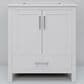 Lexora Home Jacques 30" Single Bathroom Vanity in White with 2 cm White Quartz Top and Rectangular Sink, , large