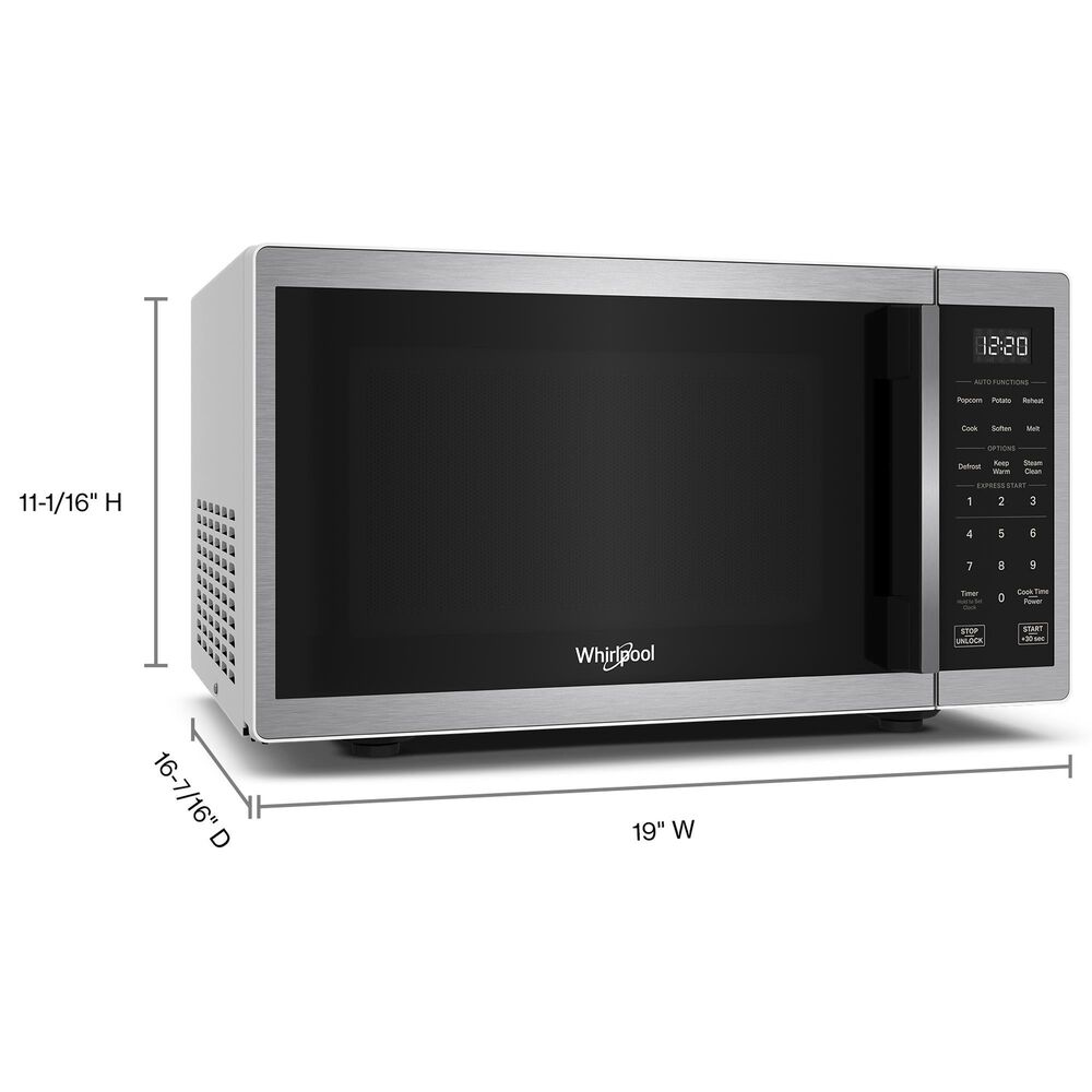 Whirlpool 0.9 Cu. Ft. Countertop Microwave with Steam Clean in Stainless Steel, , large