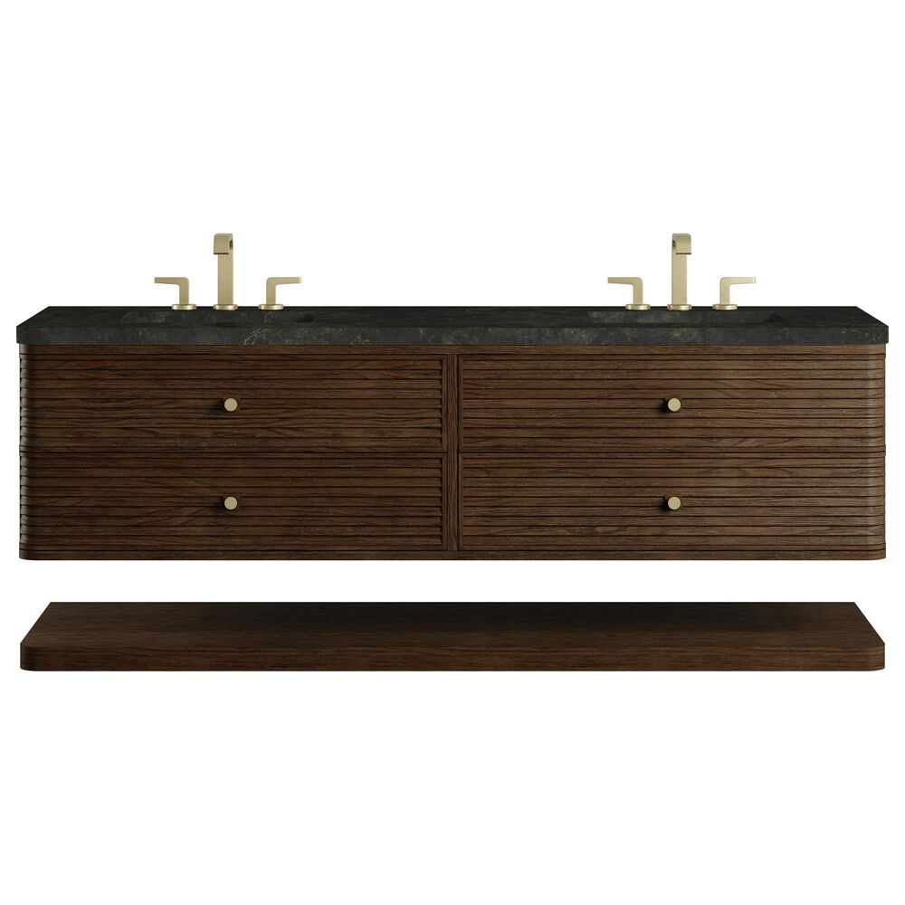 James Martin Allamari 72" Double Bathroom Vanity in Sable with 3 cm Phantome Eclos Top and Rectangular Sinks, , large