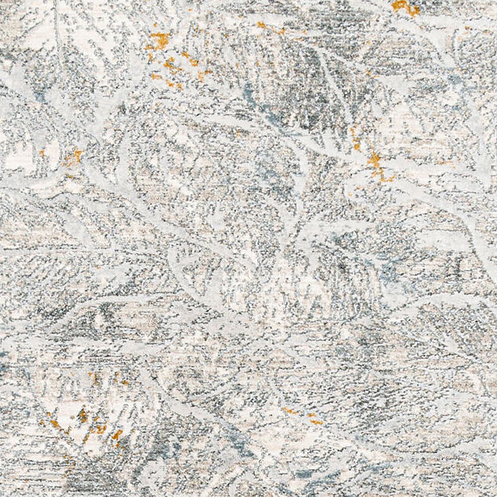 Surya Dresden DRE-2317 White, Medium Gray, Light Slate, Gray, Denim and Mustard 2&#39;7&quot; x 7&#39;3&quot; Runner, , large