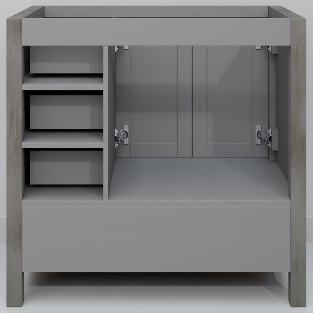 Lexora Home Jacques 36" Left Offset Single Bathroom Vanity in Distressed Grey with 2 cm White Cultured Marble Top and Rectangular Sink, , large