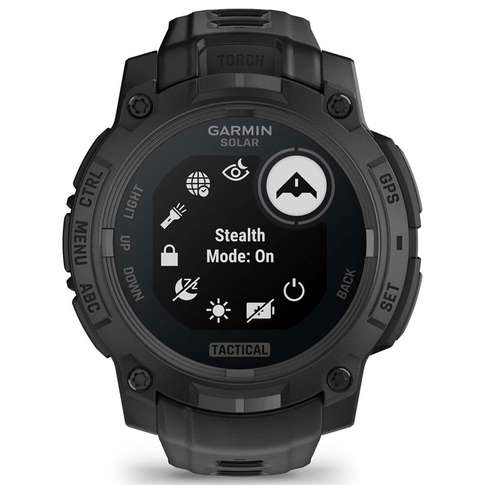 Garmin Instinct 3 Tactical Edition Solar Smartwatch 45mm Case with Silicone Sport Band in Black, , large