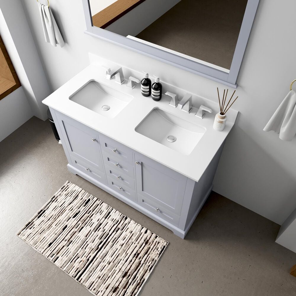 Lexora Home Dukes 48" Double Bathroom Vanity in Dark Grey with 2 cm White Quartz Top and Rectangular Sinks, , large