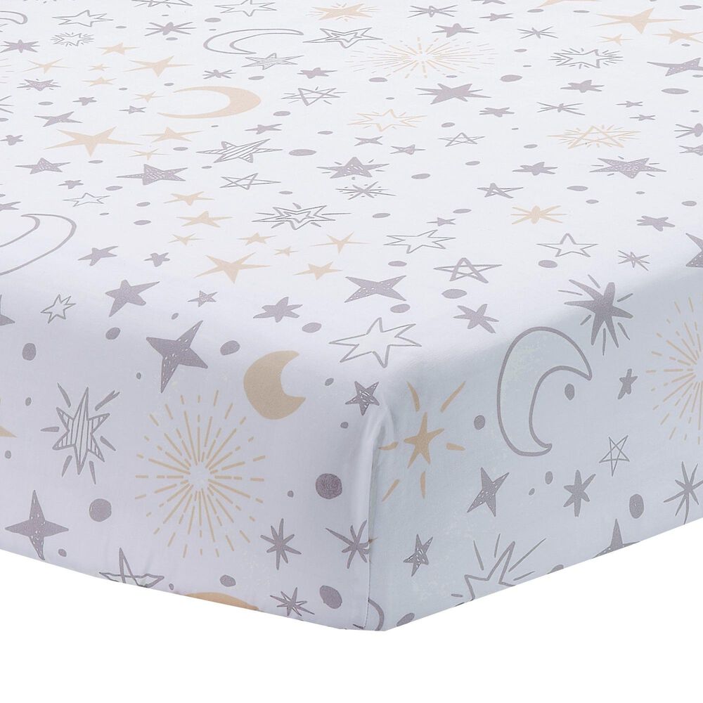 Lambs and Ivy Goodnight Moon Fitted Crib Sheet in White, Gray and Copper, , large