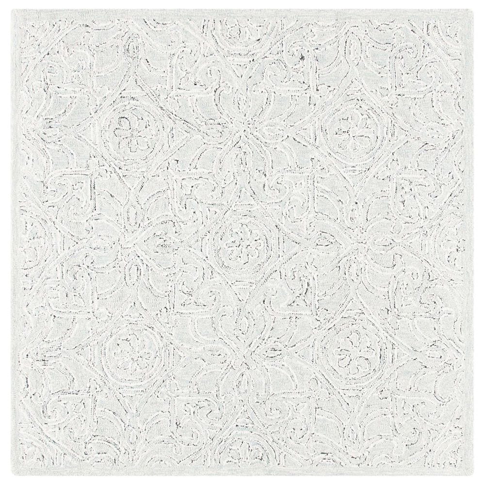 Safavieh Micro-Loop Damask 5" Square Gray and Ivory Area Rug, , large