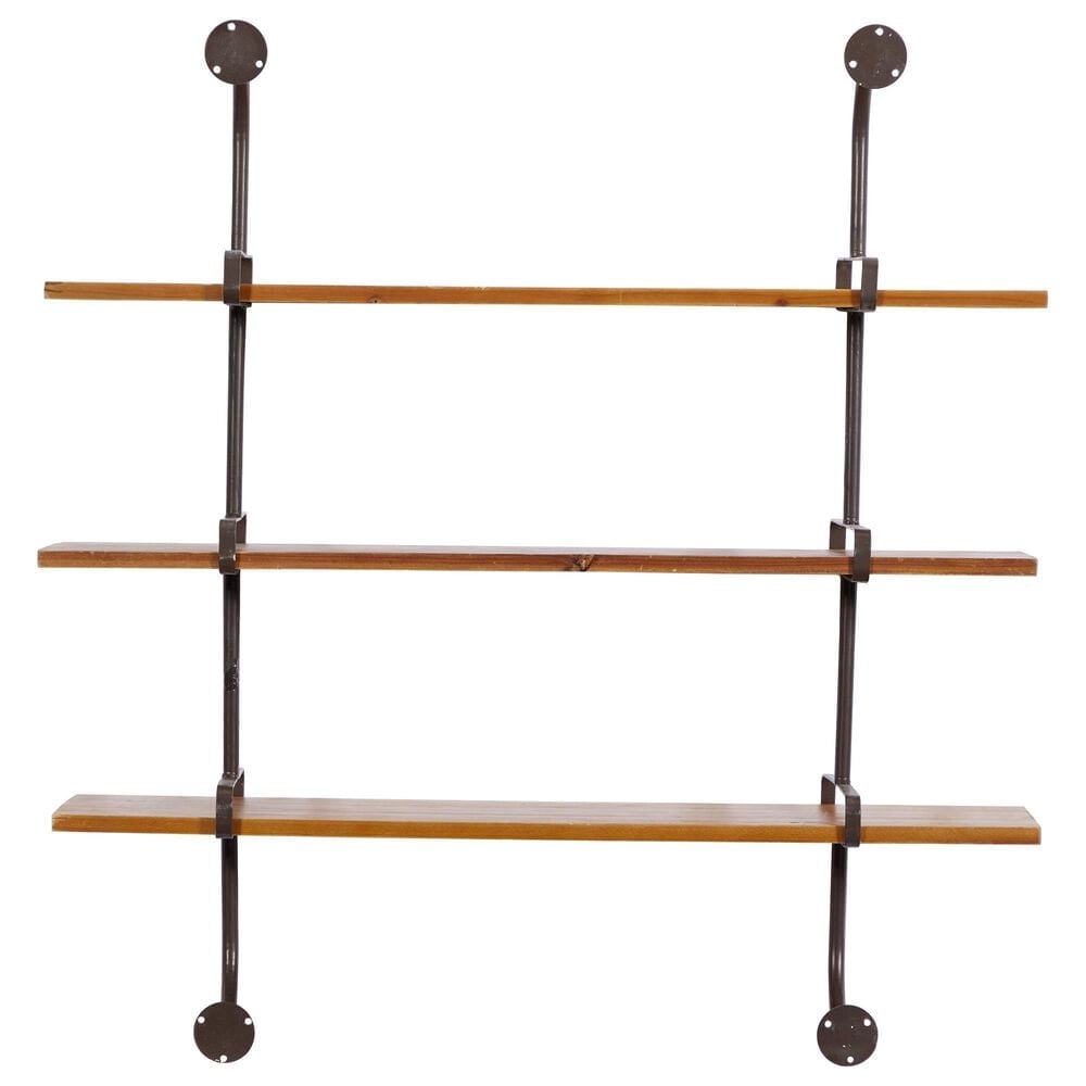 Maple and Jade 38&quot; Wall Shelf in Oiled Brown and Sleek Black, , large