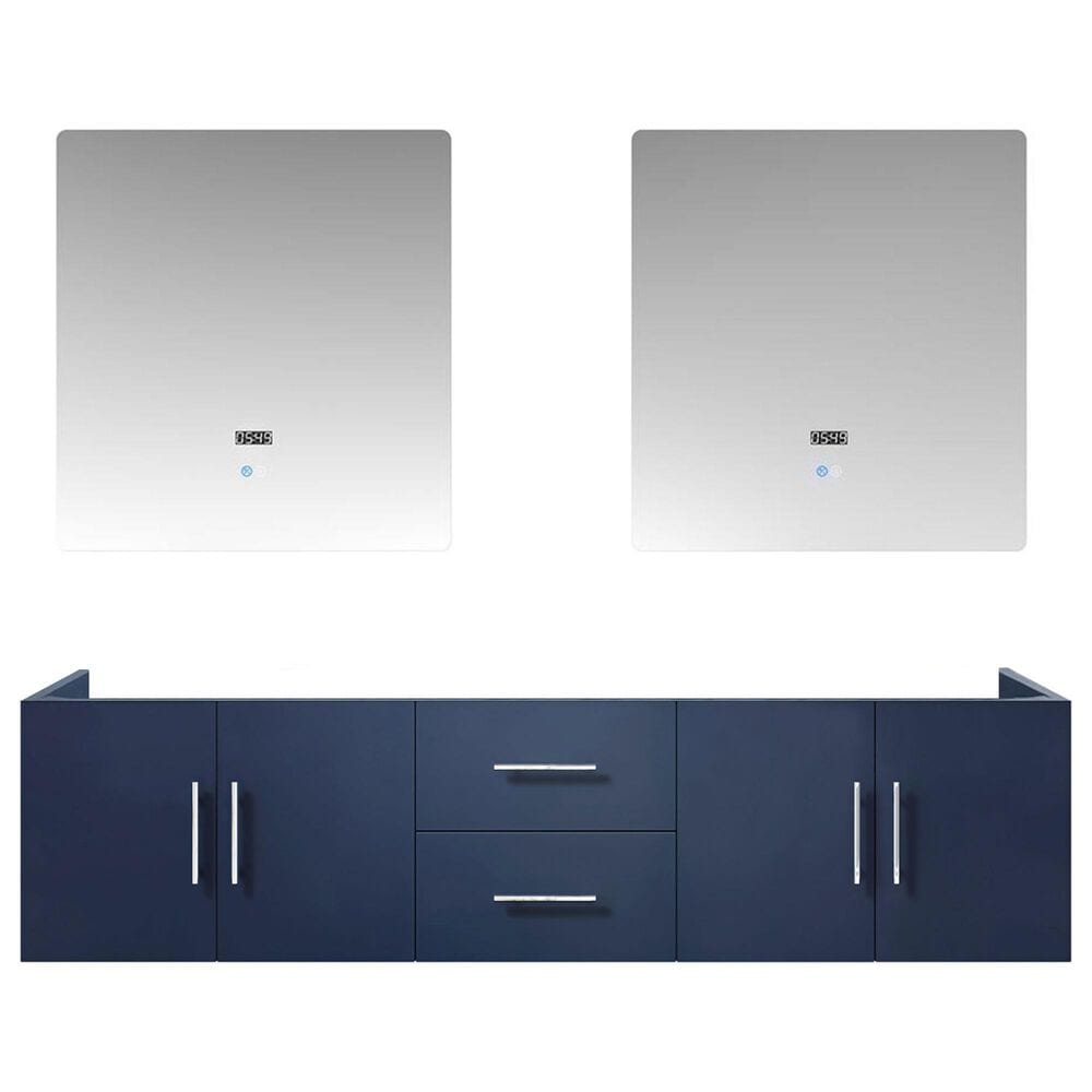 Lexora Home Geneva 72&quot; Double Bathroom Vanity Cabinet Only in Navy Blue and 30&quot; LED Mirrors, , large