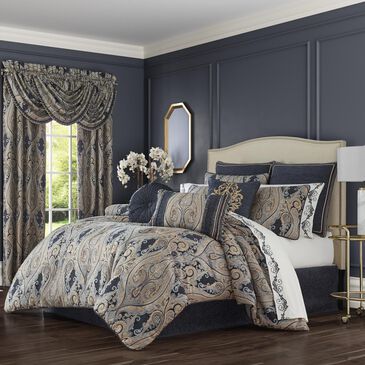 J. Queen New York Luciana 4-Piece Queen Comforter Set in Indigo, Pale Blue, Brown and Cream, , large