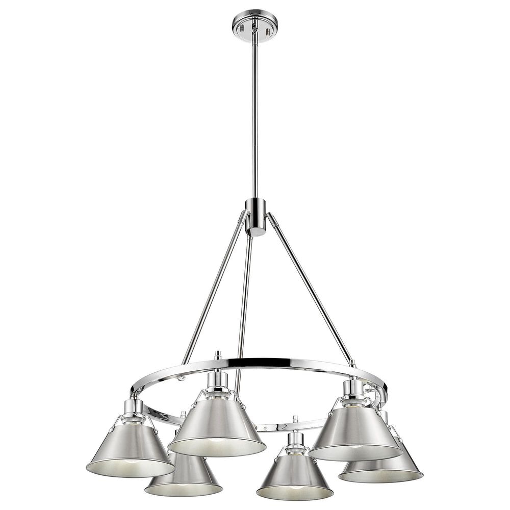 Golden Lighting Orwell 6-Light Chandelier with Pewter Shade in Chrome, , large