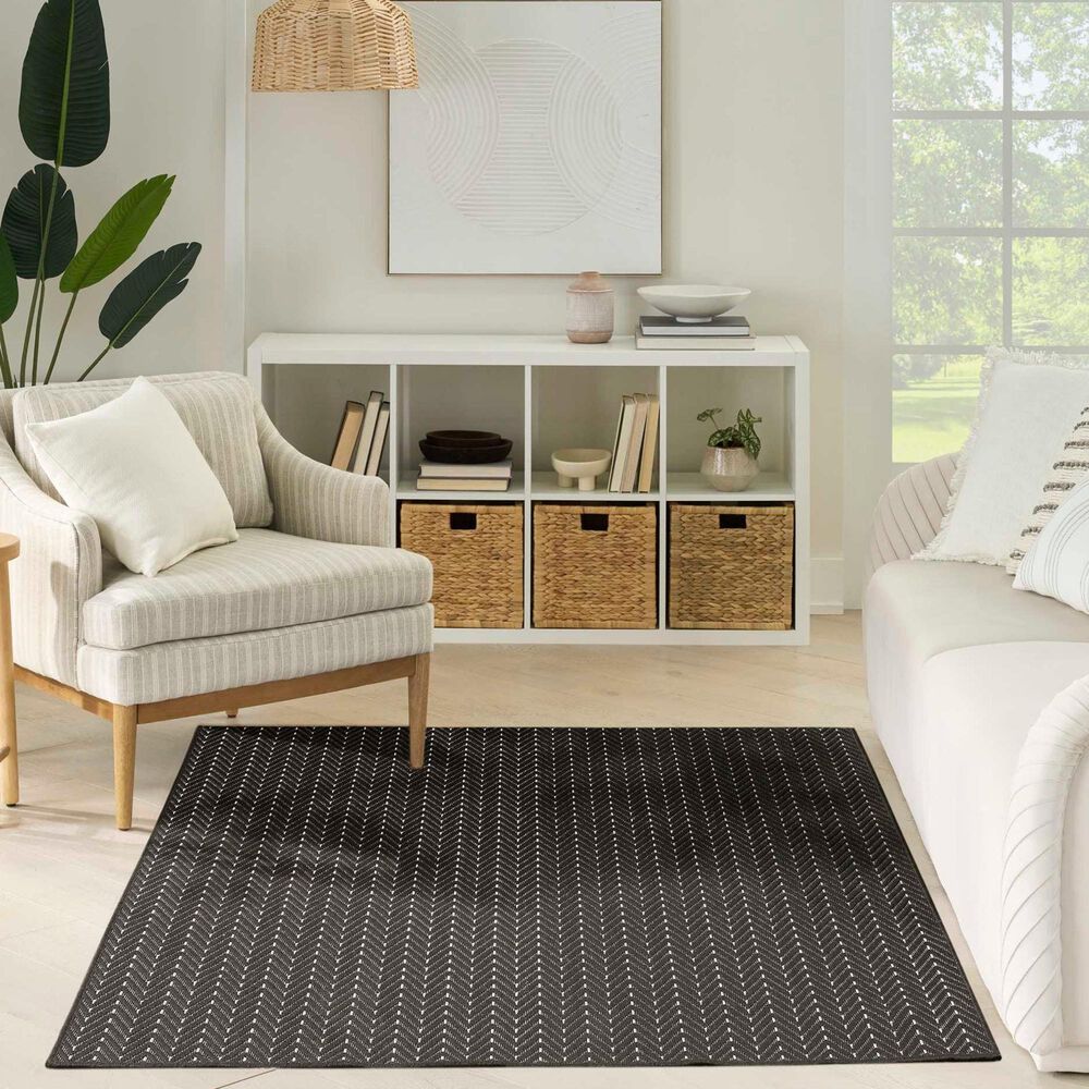 Nourison Horizon HOZ02 Black 10&#39; x 14&#39; Indoor/Outdoor Area Rug, , large