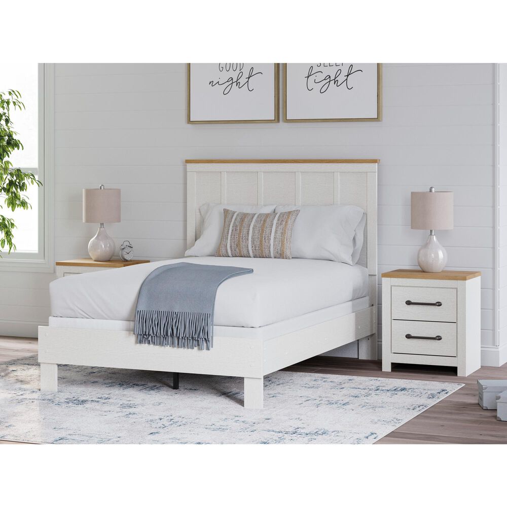 Ashley Linnocreek 2-Drawer Nightstand in White and Warm Brown, , large