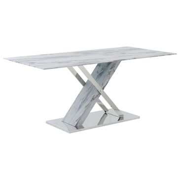 Global Furniture USA Dining Table in Light Grey Silver Marble, , large