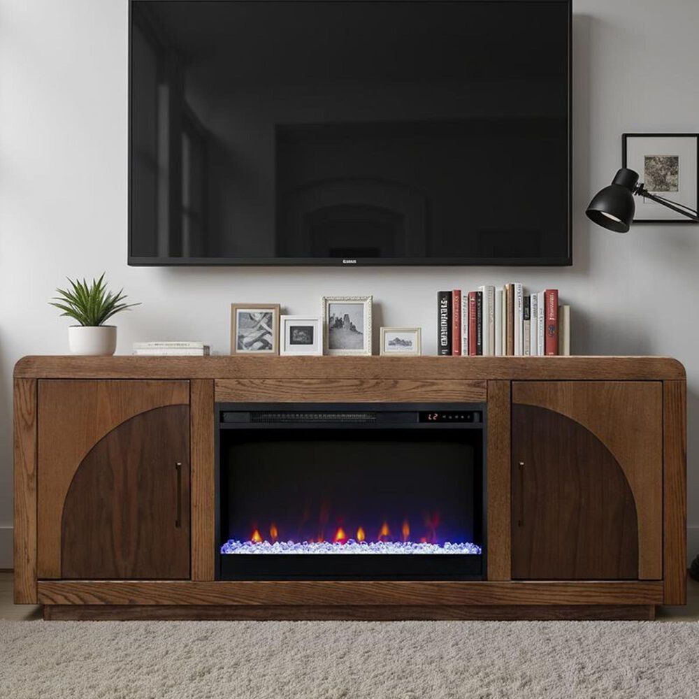 Legends Home Eclipse 65" Fireplace TV Stand in Bourbon Oak, , large