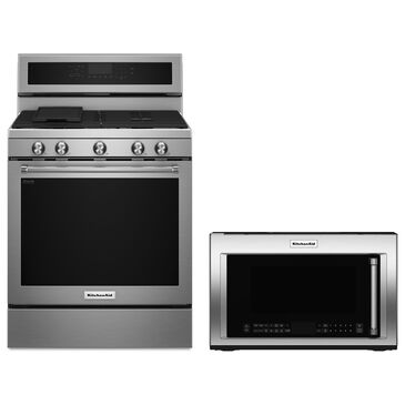 KitchenAid 2-Piece Kitchen Package with 30" Gas Convection Range in Stainless Steel, , large