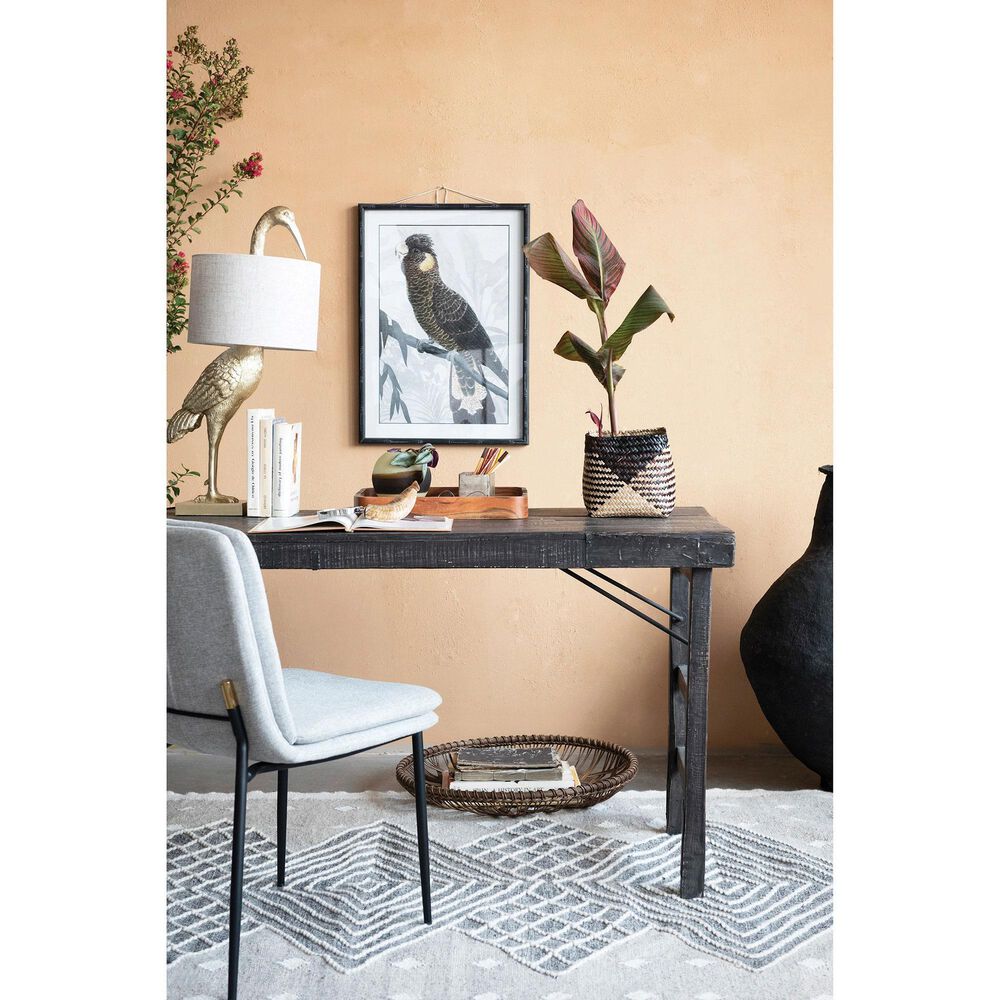 Teak Interiors Obsidian Bird Table Lamp in Gold, , large