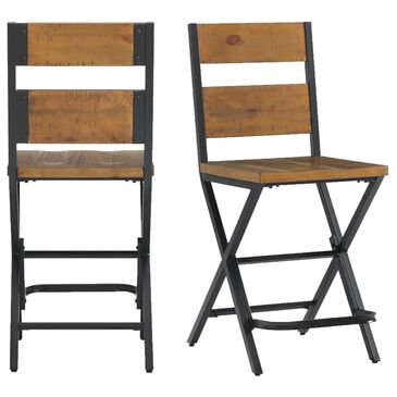 Elements International Direct Ship Colt Counter Height Chair in Brown and Black (Set of 2), , large