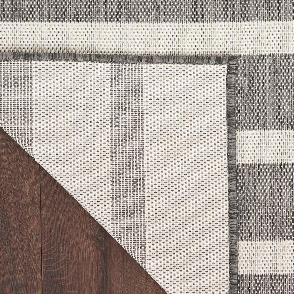 Nourison Positano POS03 Charcoal and Ivory 6&#39; x 9&#39; Indoor/Outdoor Area Rug, , large