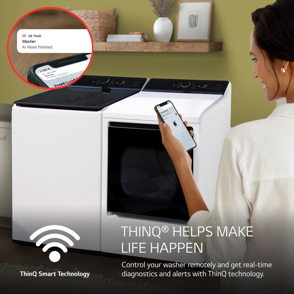 LG 5.3 cu. ft. SMART Top Load Washer in Alpine White with Agitator, Easy Unload and TurboWash3D Technology, , large