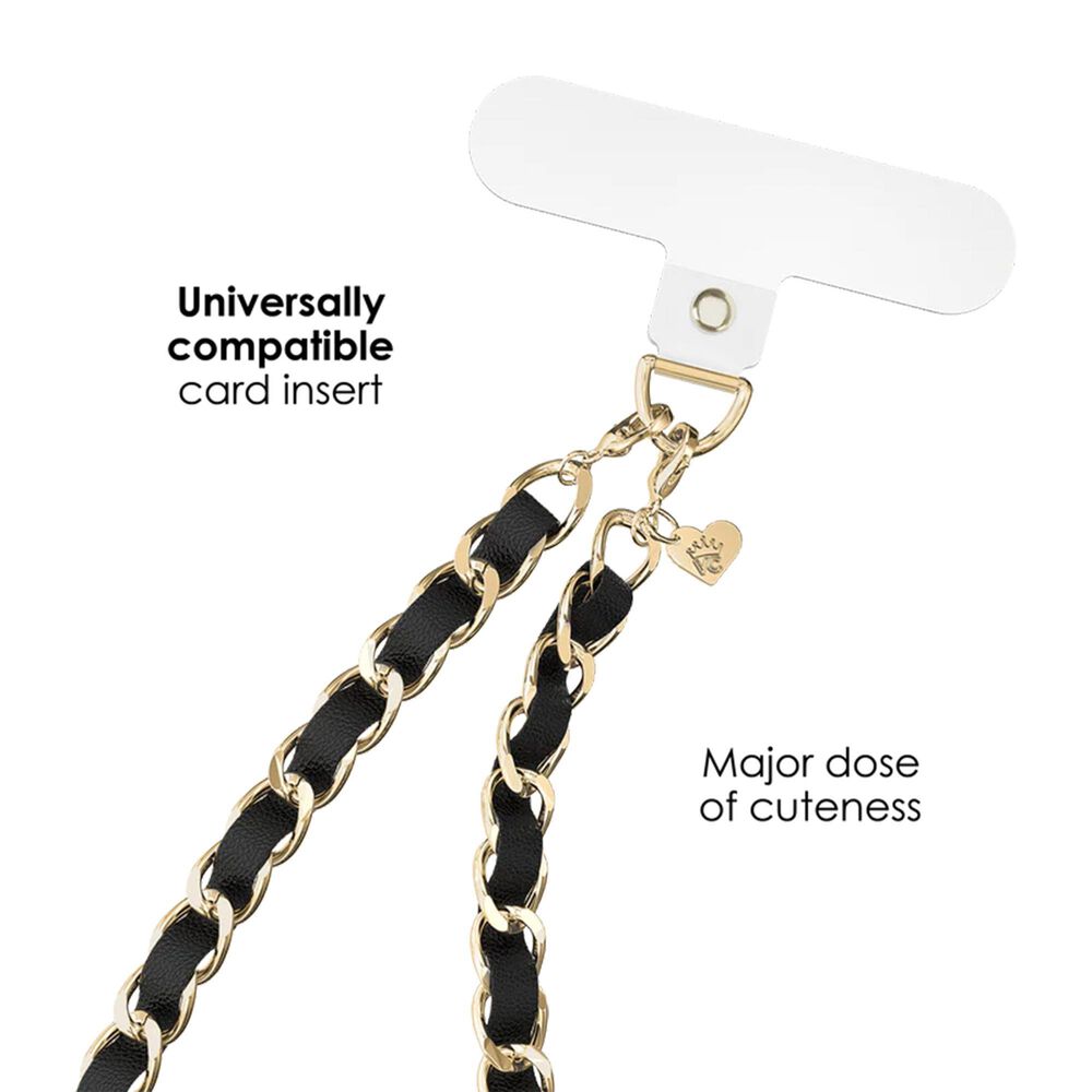 Velvet Caviar Black Leather Chain Phone Charm, , large