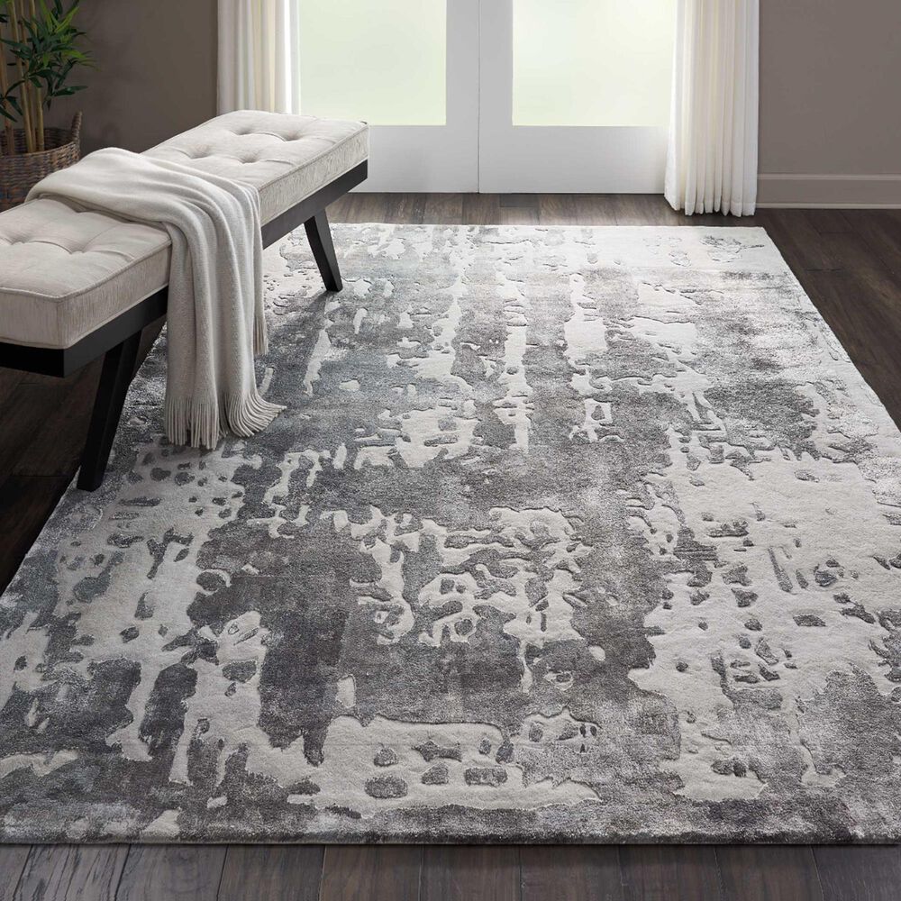 Nourison Prismatic PRS12 5&#39;7&quot; x 7&#39;5&quot; Silver and Grey Area Rug, , large