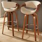 LumiSource Curvini 30" Swivel Barstool with Cream Upholstery in Walnut and Chrome (Set of 2), , large