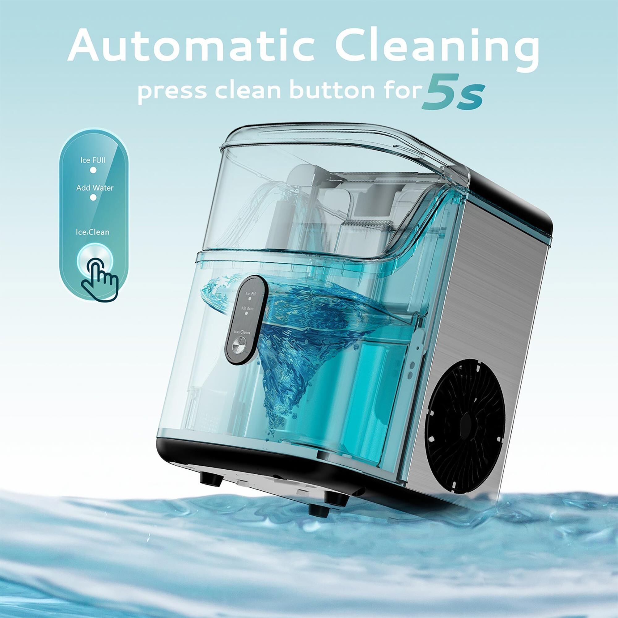 Euhomy 35 Lbs Portable Nugget Ice Maker with Automatic Cleaning in